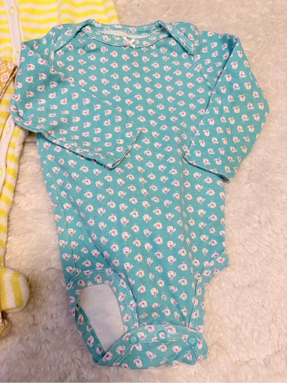 Carters Yellow & Turquoise Bodysuit & Coverall 3-Piece Bundle size 6-9 months